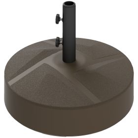 Patio Umbrella Base Holder, Heavy Duty Outdoor Umbrella Stand Base, Filled Up To 66lbs With Stand Or 55lbs With Water For Garden, Poolside, Brown