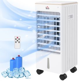 Room Air Cooler with Ice Packs, Ice Cooling Fan Water Conditioner Humidifier Unit with Remote, Timer, Wheels