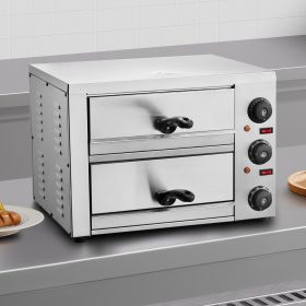 Electric Countertop Pizza Oven 12' Adjustable Temperature 0-120Min Timer
