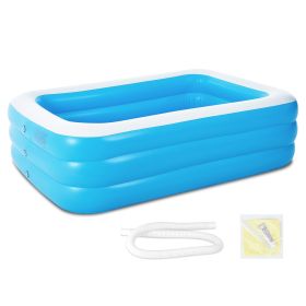 1Pc Inflatable Swimming Pools Family Swim Play Center Pool Blow Up Kiddie Pool For Family Inflatable Lounge Pool For Kids 103x69x24in