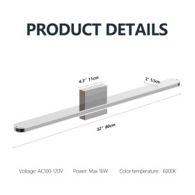 Modern LED Vanity Lights For Bathroom 32IN 16W Daylight White Chrome Light Fixtures Bathroom Lights Over Mirror Vanity Lighting Fixtures Vanity L