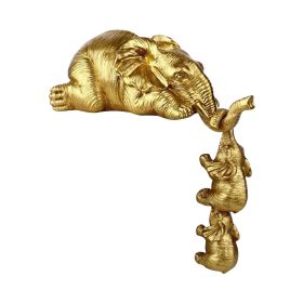 Golden Resin Elephant Sculpture Collectible Figurines Animal Ornaments Cute Bling Elephant Book Decor Presents Antique Gifts
