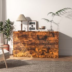Vintage wood particleboard + non-woven fabric with triamcinol 134*40*67cm double row 3 layers 6 drawers cabinet with veneer fabric