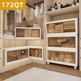 172 QT 21.6 Inch Wide Clear Door Foldable Storage Box ��� 3-Tier Large Capacity Organizer, Easy Access, Moving Essential, Space-Saving Foldable Design