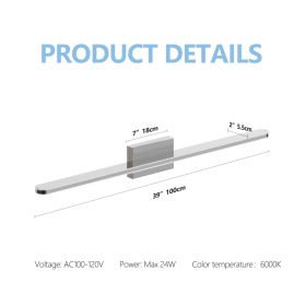Modern LED Vanity Lights For Bathroom 39IN 24W Daylight White Chrome Light Fixtures Bathroom Lights Over Mirror Vanity Lighting Fixtures Vanity L