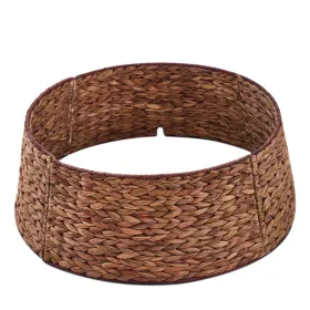 Artisanal Woven Hyacinth Christmas Tree Collar - 28in Espresso Rattan & Wicker Tree Skirt/Base Cover