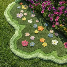 Cute Green Moss Bathroom Runner Rug Long Rectangular Boho Aesthetic Leaf Leaves Bath Mat Shaggy Non Slip Absorbent Shower Mat Decor
