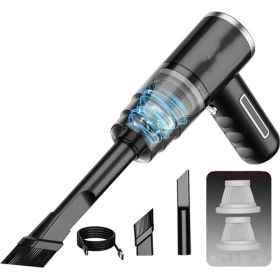 Black Home USB Rechargeable Cordless Portable Electric Vacuum Cleaner Mini Handheld Wireless Car Vacuum Cleaner (Option: Default)