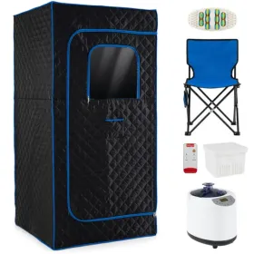 Extra-Large Home Sauna Tent With Foldable Chair - 220lbs Capacity, 360° All-Round Steam, Tool-Free Setup-Blue (Option: defaulttitle)