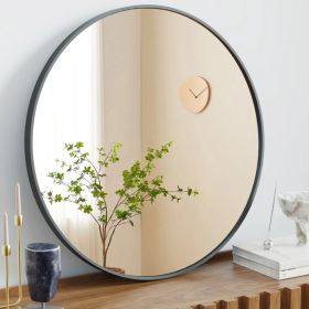 Black Round Wall Mirror 20-30 Inch, Bathroom Mirrors for Over Sink, Circle Mirror for Bathroom, Entryway, Bedroom, Vanity (Option: Black/30in)