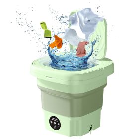 1Pc Portable Washing Machine Foldable Laundry Machine With Detachable Drain Basket 3 Modes Electric Clothes Washer For Underwear Socks Towels Bab (Option: Green)