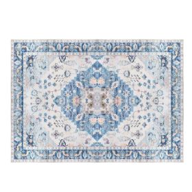 Vintage Area Rug Modern Non Slip Carpet Boho Low Pile Soft Rug Waterproof Machine Washable Rug for Living Room Bedroom Kitchen Dining Room Under (Option: Type 2-6_9ft)