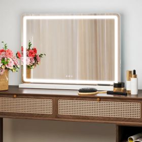 22"x32" LED Vanity Mirror with Lights, Dimmable 3-Color Modes, Touch Screen Makeup Mirror for DressingTable, White SquareDesign (Option: Default Title)