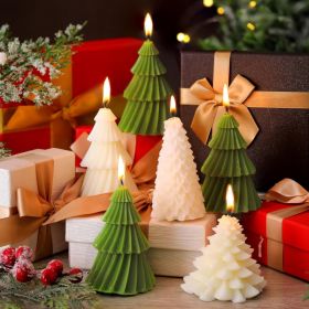 Conelist 6 Pcs Christmas Tree Candles Decorative Xmas Wax Candles Decor (Option: White Green)