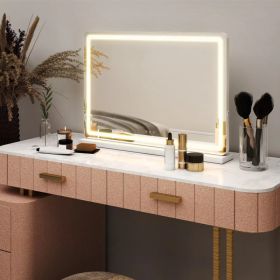 19"x22" LED Vanity Mirror with Lights, Dimmable 3-Color Modes, Touch Screen Makeup Mirror for DressingTable, White SquareDesign (Option: Default Title)